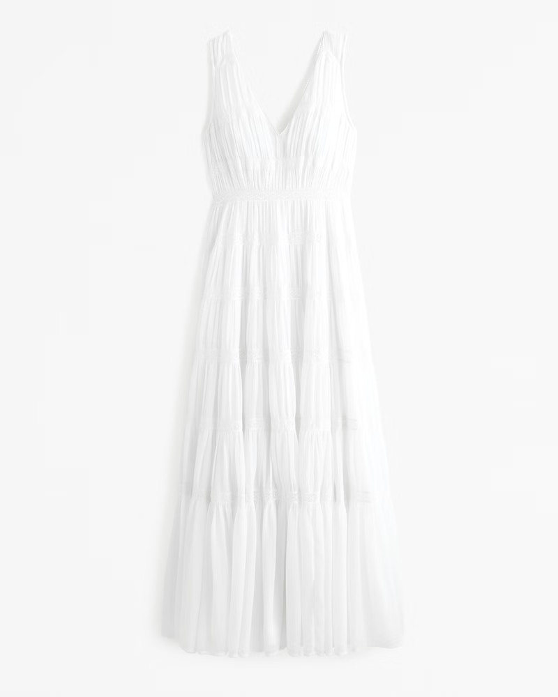 Women's Plunge Lace Tiered Maxi Dress | Women's Dresses & Jumpsuits | Abercrombie.com | Abercrombie & Fitch (US)