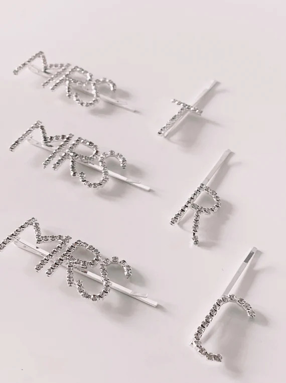 Diamanté Mrs Hair Clips. Hair Slide. Bride Hen Wedding Gift - Etsy | Etsy (US)