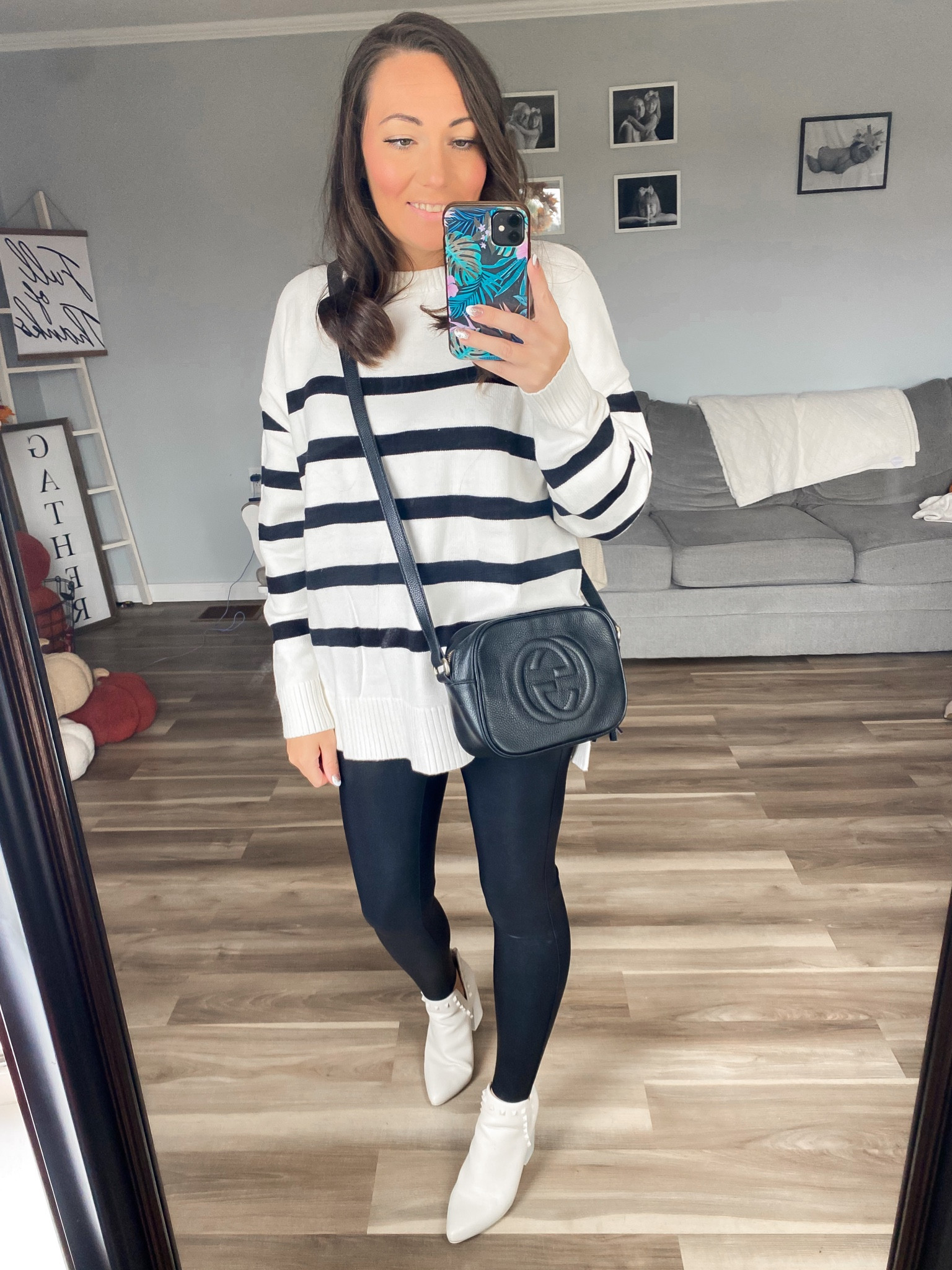 This French connection sweater is so good, it’s thick and great quality. I’m wearing a size large for reference, I sized up for a more oversized look. I think it looks so cute with this faux leather leggings. 

#LTKstyletip #LTKshoecrush