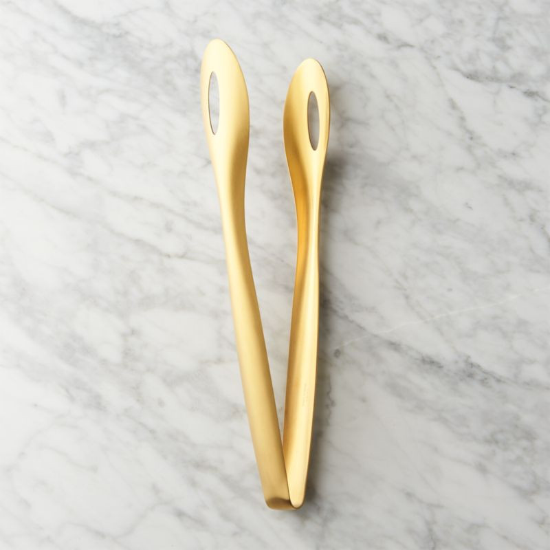 Brushed Gold Tongs + Reviews | CB2 | CB2