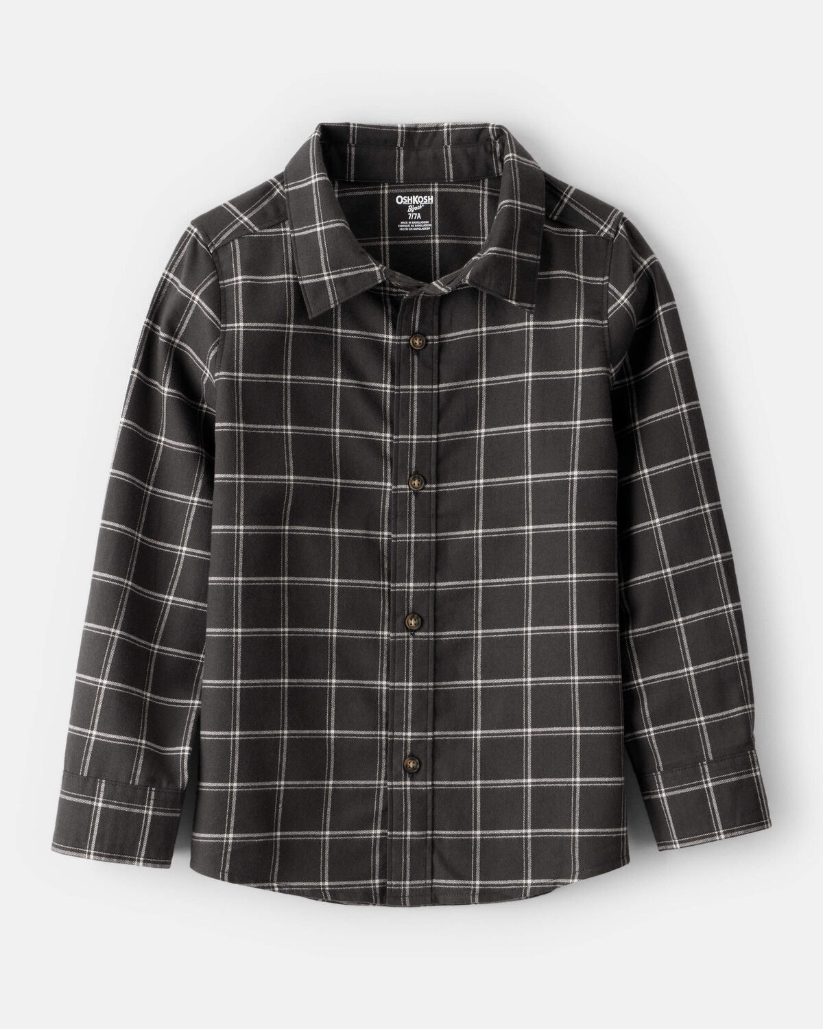 Boys Plaid Cotton Long-Sleeve Button-Down Shirt - Black | Carter's Inc