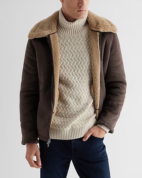 Faux Suede Sherpa Lined Jacket | Express