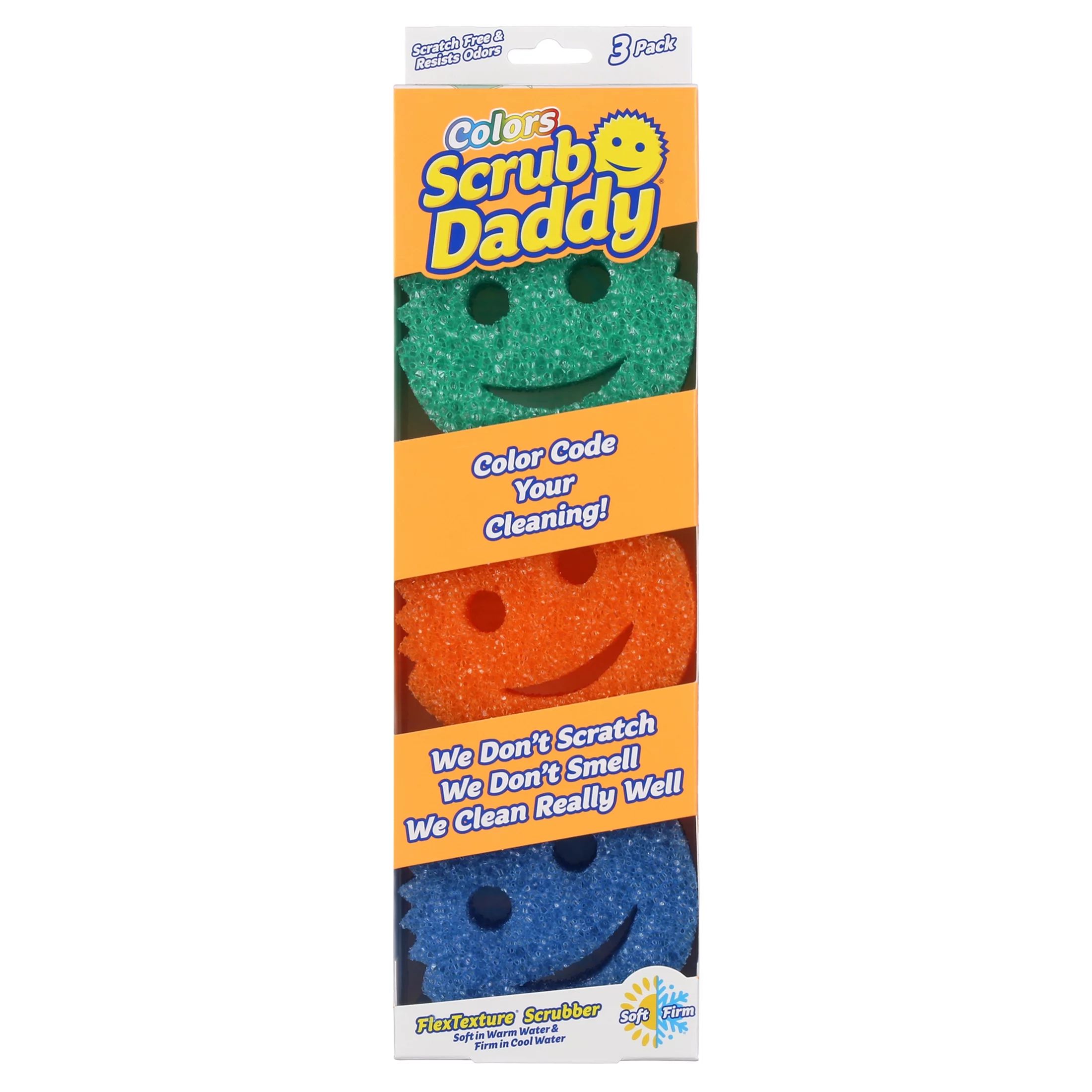 Scrub Daddy Colors Non-Scratch FlexTexture Sponge, Multi-Color, 3 ct. | Walmart (US)
