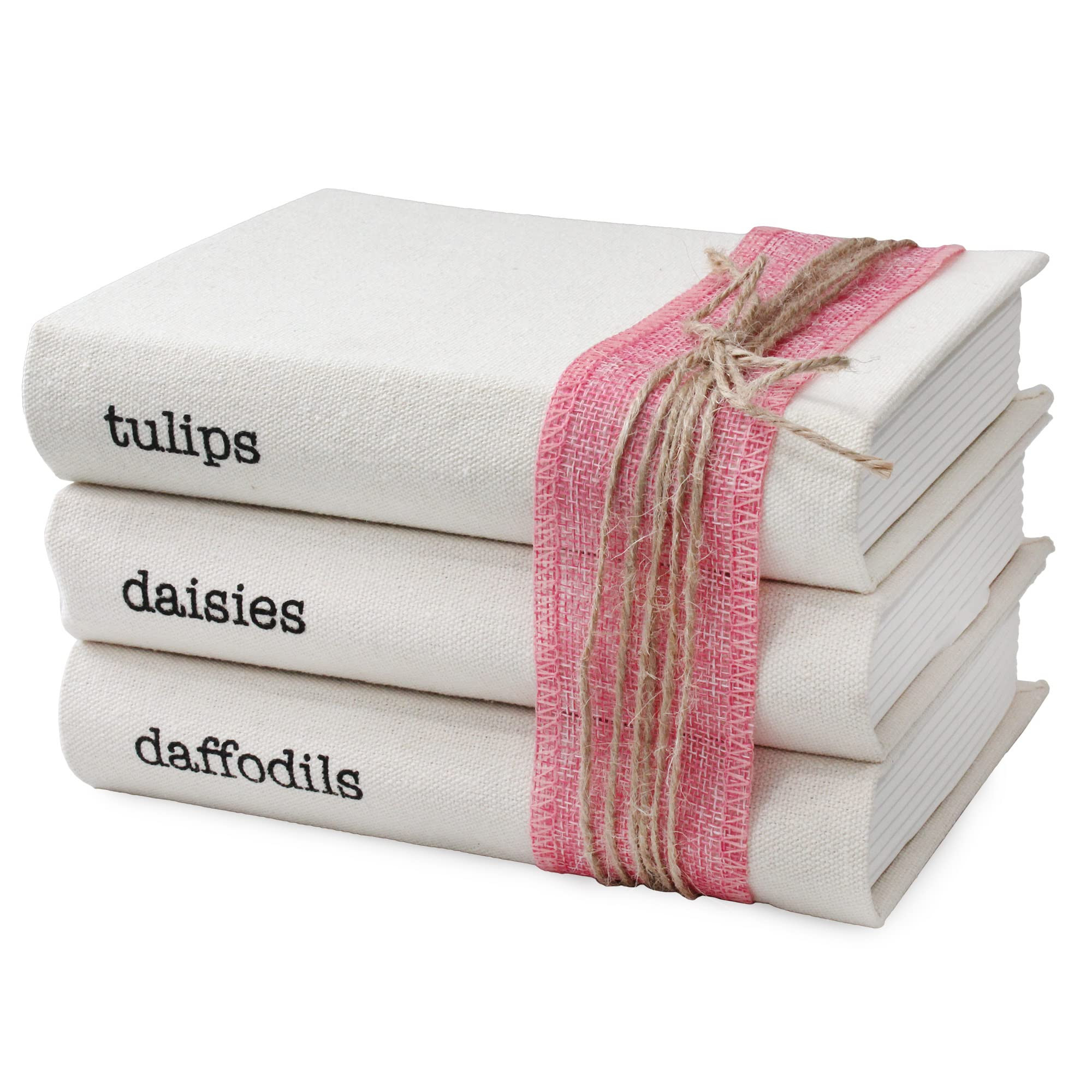 AuldHome Spring Faux Book Stack; Decorative Easter Book Set with Burlap Ribbon Wrap | Amazon (US)