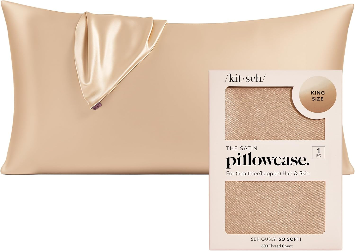 Kitsch Satin Pillowcase, Softer Than Silk Pillow Cases King, Cooling Pillow Covers, Satin Pillowc... | Amazon (US)