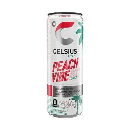 CELSIUS Sparkling Peach Vibe, Functional Energy Drink 12 fl oz Single Can | Walmart (US)