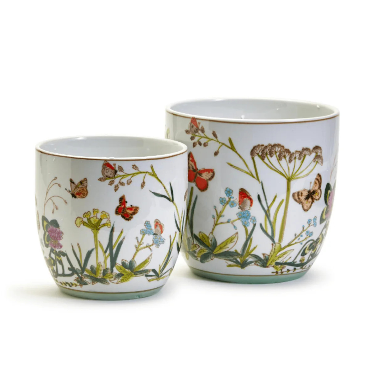 Set of Two Butterfly Garden Cachepots / Vases | The Well Appointed House, LLC