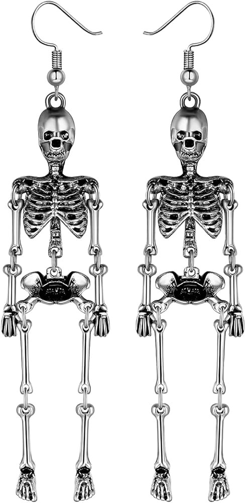 Skull Dangle Earrings Halloween - Women Jointed Skeleton Long Ear Drop Earrings Stud Halloween Co... | Amazon (US)