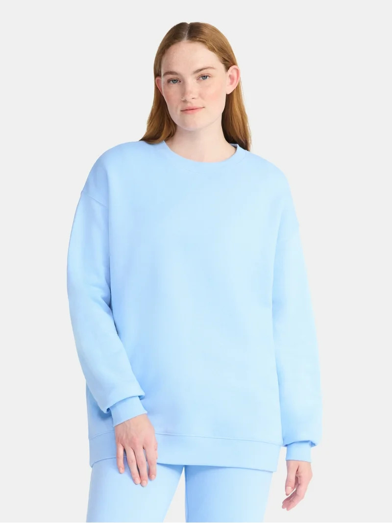 No Boundaries Fleece Oversized Sweatshirt with Long Sleeves, Women’s | Walmart (US)