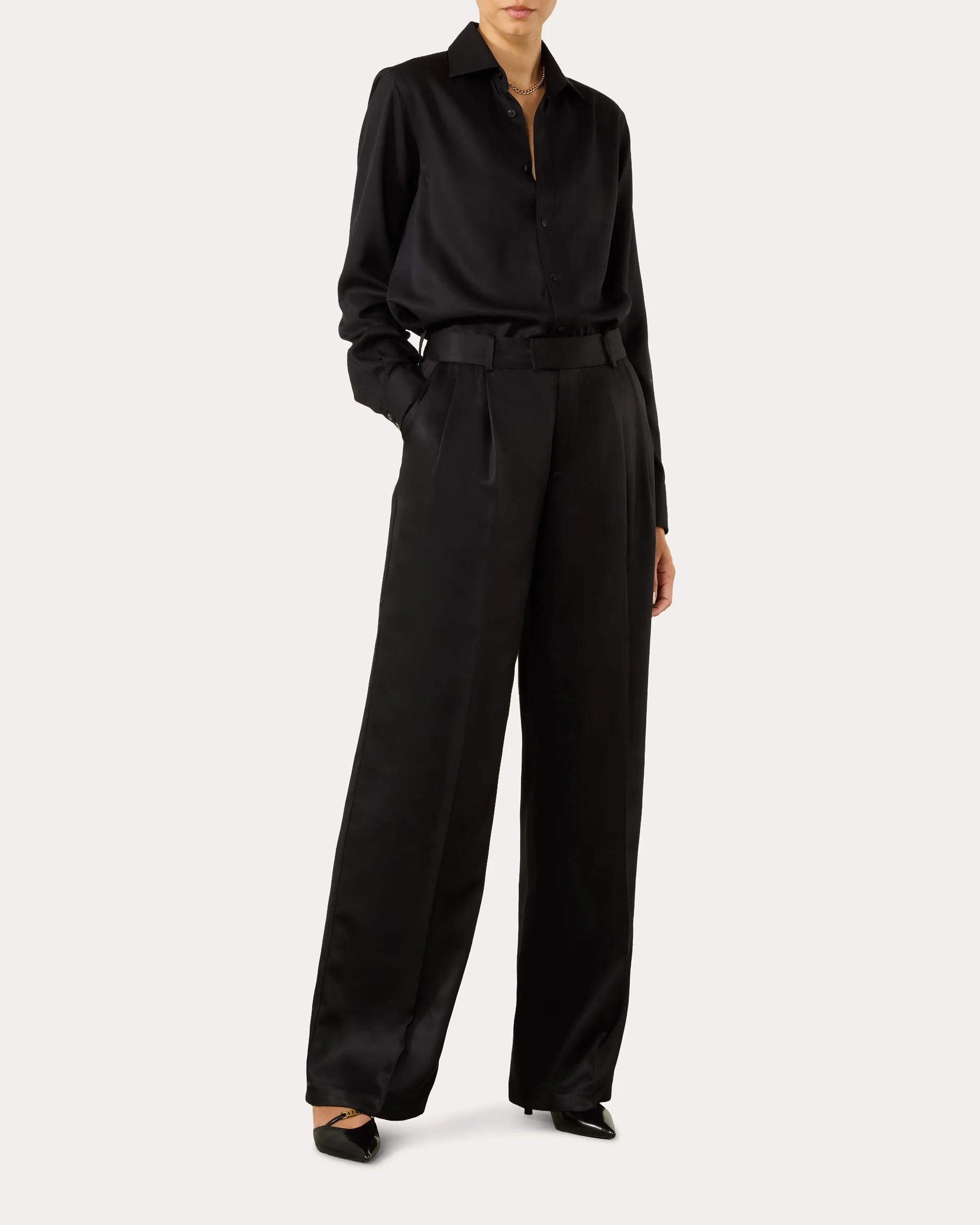 Rampling Satin Tencel™ Wide-Leg Trousers | Olivela