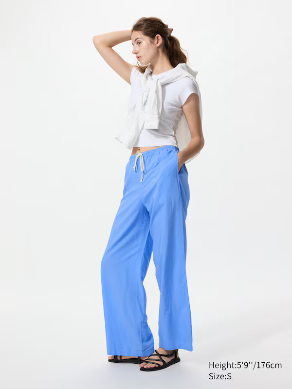 Linen Blend Easy Trousers (Longer) | UNIQLO (UK)