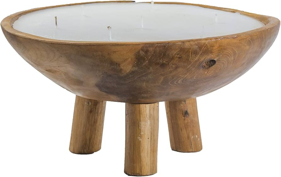 A&B Home Soy Wax Candle - Large Multi Wick Candle in Teak Wood Bowl, Home Tabletop Decor, Living ... | Amazon (US)