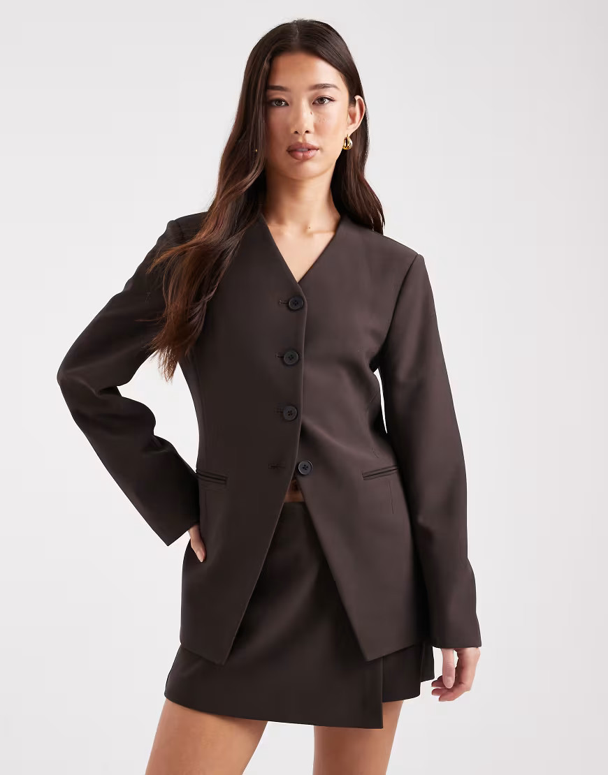 ONLY structured blazer in brown - part of a set | ASOS (Global)