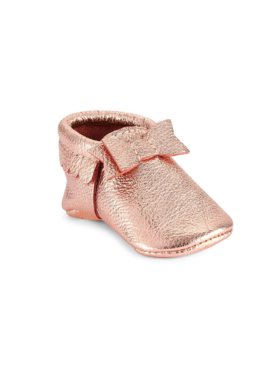 Baby Girl's Rose Gold Bow Mini Rubber Sole Moccasins | Saks Fifth Avenue