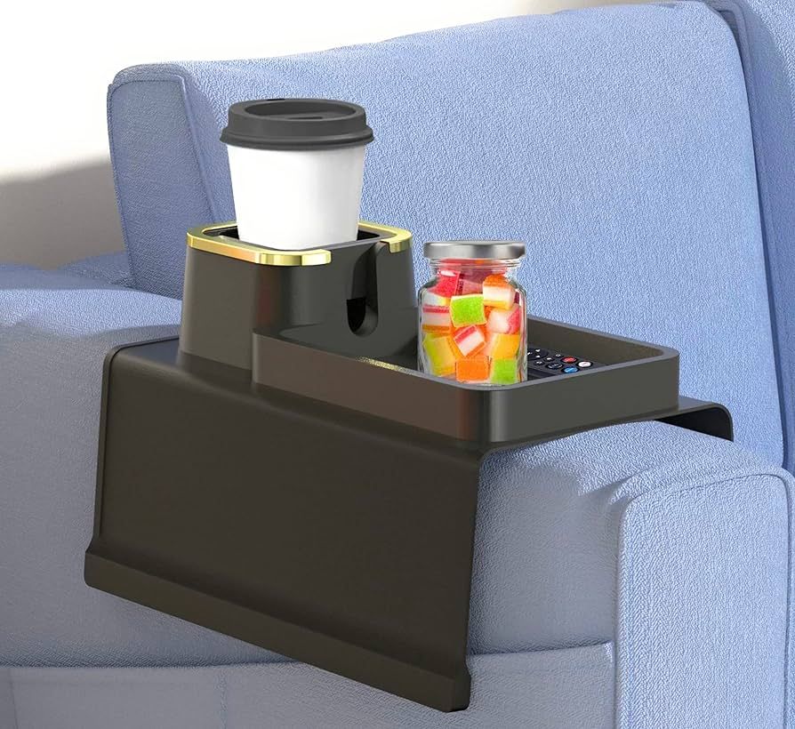HOMESTATIC Portable Sofa Cup Holder, Silicone Tray Couch Cup Holder, Anti-Slip Sofa Arm Table, Sn... | Amazon (US)