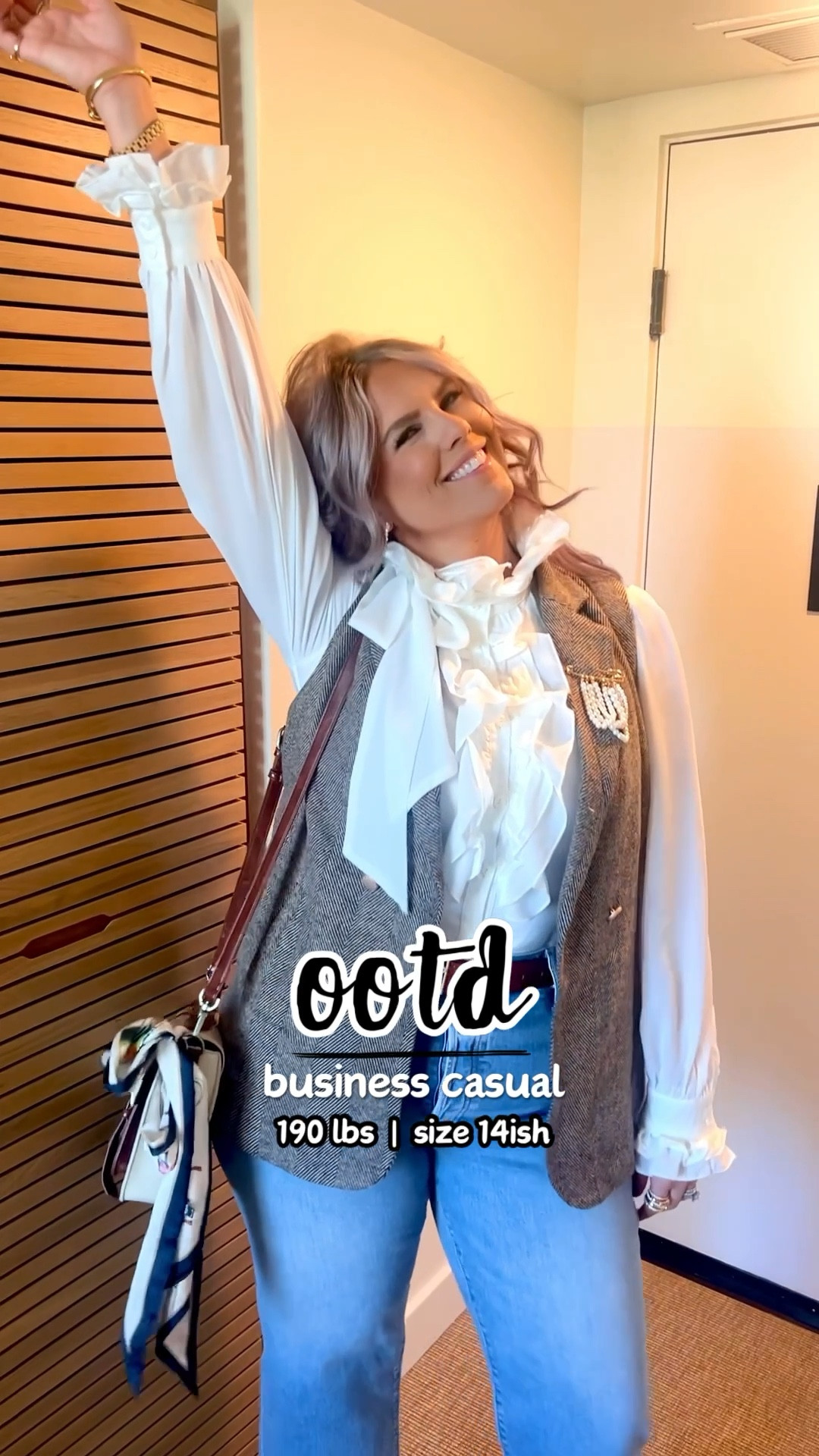 Business casual outfit!
✔️White Ruffled Blouse Button Down 〰️ size large (TTS)
✔️Preppy Long Herringbone Vest 〰️ size   large (TTS)
✔️Cognac & Cream Satchel Bag 〰️ so good and comes in several colors!

#amazon #amazonfashion amazon finds, amazon find, amazon style, amazon fashion, amazon clothing, amazon outfit, found it on amazon, amazon fashion finds, amazon summer, amazon spring, amazon fall, amazon winter, amazon outfit inspo, amazon outfit inspiration, amazon curves, amazon curvy, curvy amazon, midsize amazon, amazon midsize, amazon ootd, amazon shopping, new on amazon #workwear #work #office #professional #businesscasual business casual, work outfit, work outfit ideas, office outfit, office outfit ideas, workwear outfit, workwear style, workwear fashion, workwear inspo, workwear inspiration, work look, office look, office, office outfit, office outfit inspo, office outfit inspiration, wear to work, work clothing, work clothes, wear to work clothes, office style, work style, office fashion, slacks, trousers, professional style, professional outfit, interview outfit, interview outfit ideas, interview look, dress pants, workwear pants, work pants, blouse, blazer, button down, button up, skirt, dress #vest #vests vest outfit, outfit with vest, vest look, vest outfit idea, vest outfit inspo, vest outfit inspiration, vest inspo, vest inspiration, outfit with a vest, how to style vests, how to style a vest, vest outfit ideas, vest outfits, vest style, vest style ideas #loafers #loafer  How to style loafers, platform loafers, lug loafers, penny loafers, what to wear with loafers, fall loafers, black loafers, shiny loafers, how to wear loafers, loafers stylish, stylish loafers, loafer style, loafers style, loafers fashion, loafers outfit, outfit with loafers, loafers ootd, casual loafers outfit, workwear loafers outfit 


#LTKWorkwear #LTKMidsize #LTKFindsUnder50