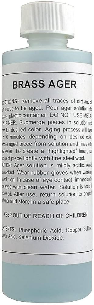 BRASS AGER 8oz. (Ounce) Darkening Solution Antique Vintage Old Metal Patina Copper tin Bronze Dul... | Amazon (US)