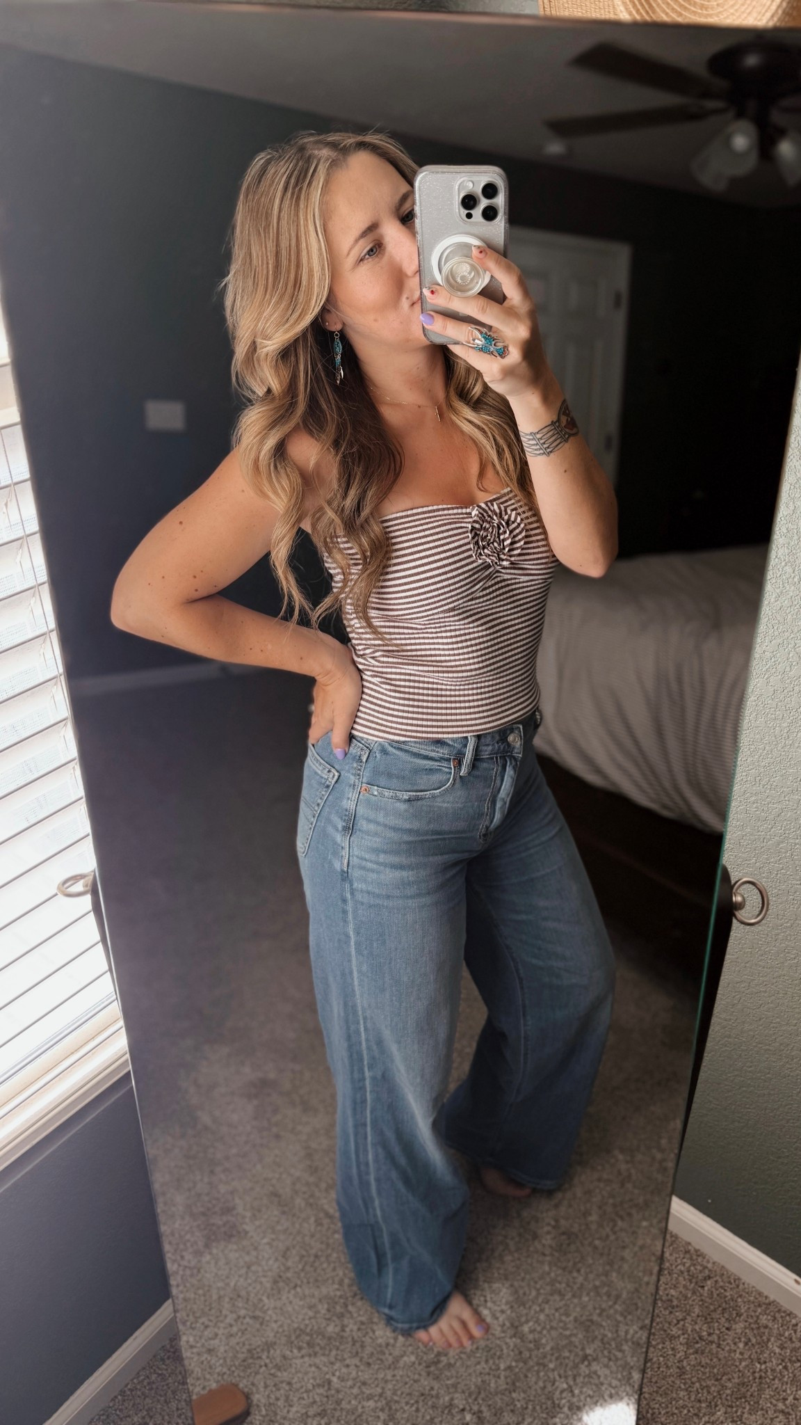 The kind of outfit you throw on and instantly feel cute in 🤍

All American Eagle!! tube top + the Dreamy Drape wide leg jeans are the perfect combo. The denim is super soft with the prettiest wide leg drape…comfy enough for all day wear but still looks so put together ✨
Everything linked below !

#LTKStyle #AmericanEagle #EverydayOutfit #CasualStyle #realmomstyle #momofthree #30soutfits #ootd 

#LTKSaleAlert #LTKootd #LTKspringtrends