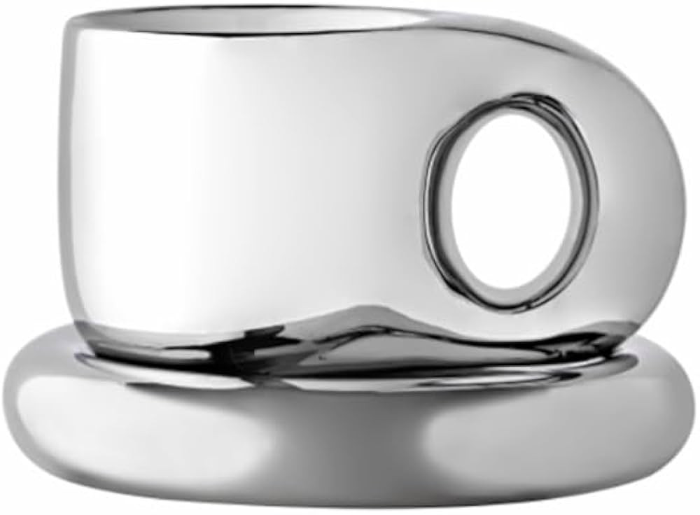 Chubby Round Silver/Gold Mug and Saucer Set - Creative & Luxurious Designs for Coffee & Tea Lover... | Amazon (US)