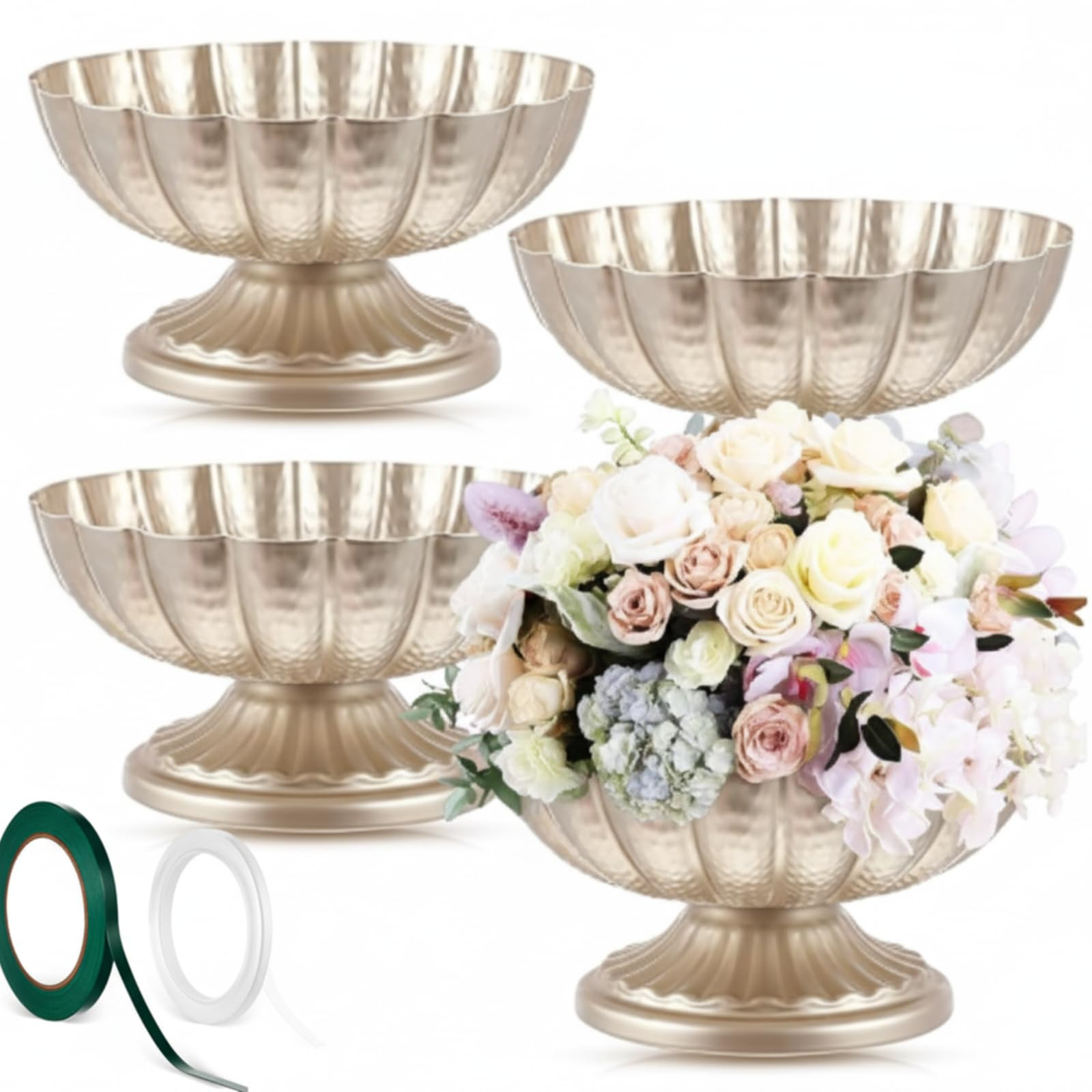4 Pcs Metal Compote Bowl for Centerpiece Flower Holder Small Compote Vase Indoor Outdoor Flowers ... | Amazon (US)
