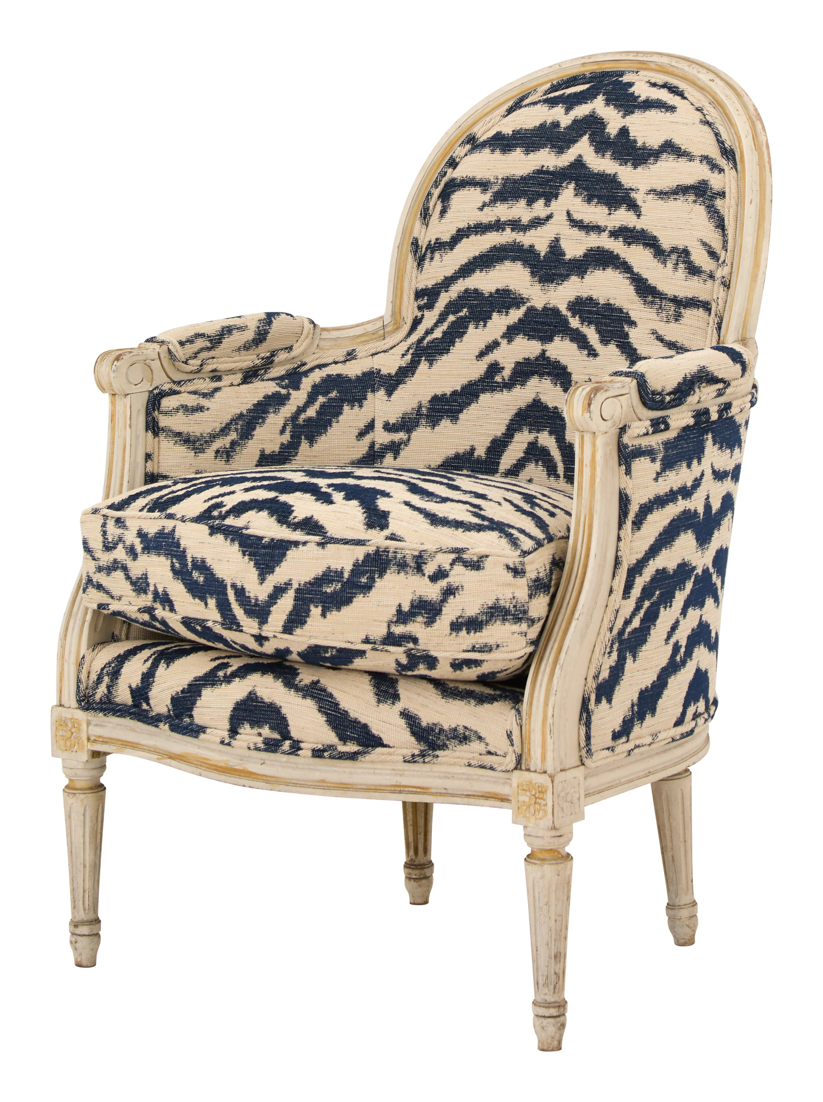 Antique Louis XVI Bergere Tiger Chair | Jayson Home
