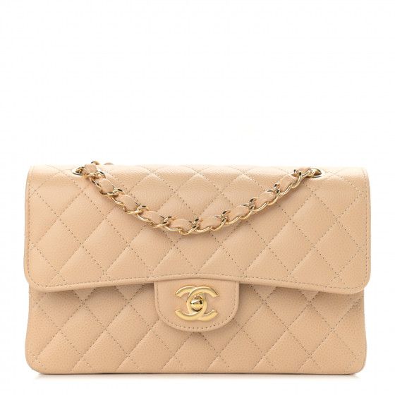 CHANEL Caviar Quilted Small Double Flap Beige | FASHIONPHILE | Fashionphile