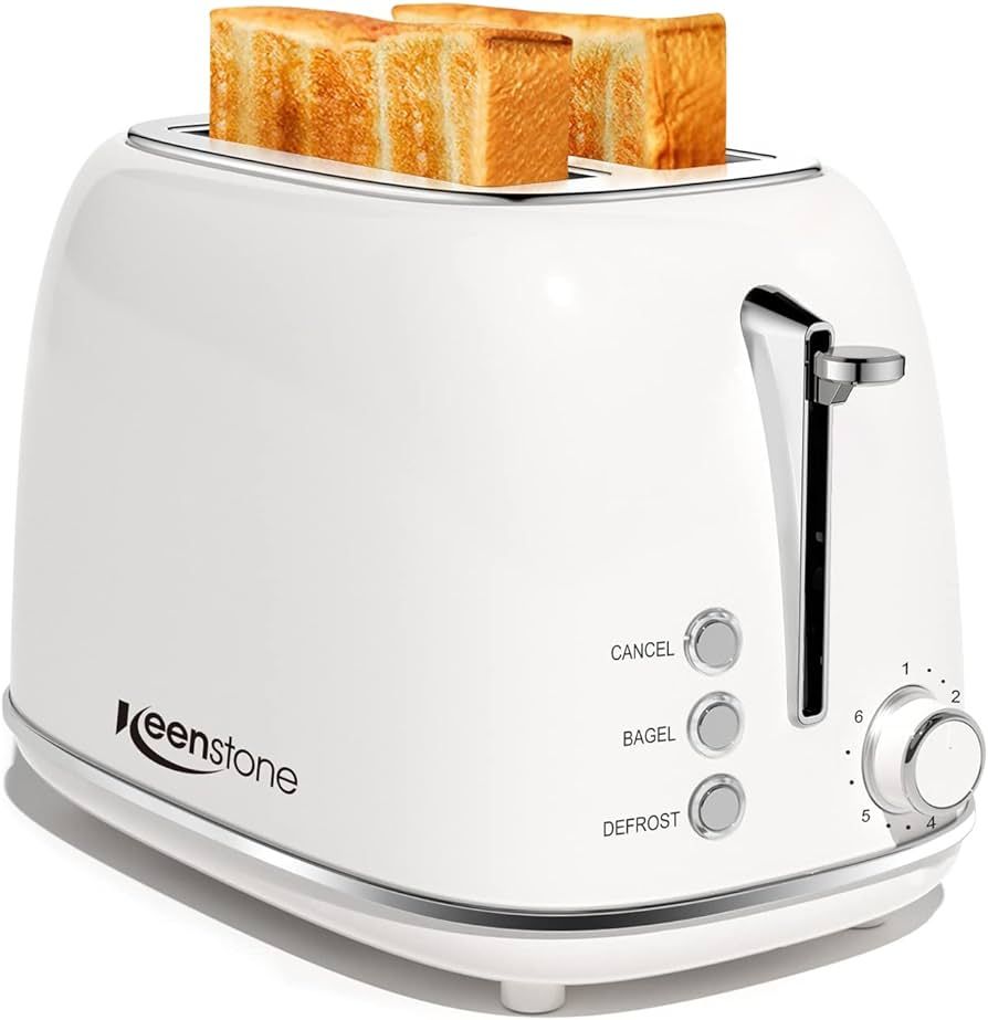 2 Slice Stainless Steel Toaster Retro with 6 Bread Shade Settings, Bagel, Cancel, Defrost Functio... | Amazon (US)