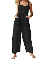 Flygo Women's Cotton Bib Overalls Loose Fit Wide Leg Jumpsuits Casual Rompers with Pockets | Amazon (US)