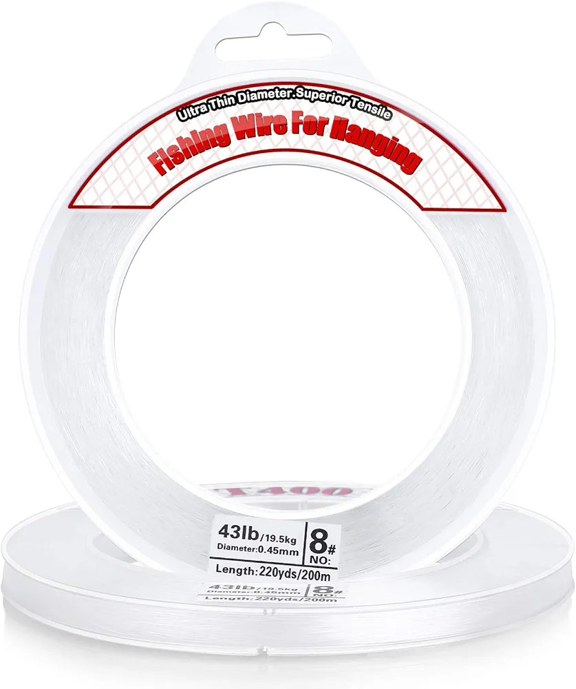 Clear Fishing Wire, Acejoz 656FT Fishing Line Clear Invisible Hanging Wire Strong Nylon String Su... | Amazon (US)