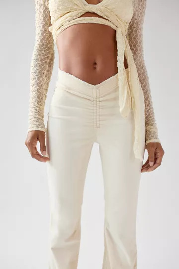 UO Velvet Ruched V-Front Flare Pant | Urban Outfitters (US and RoW)