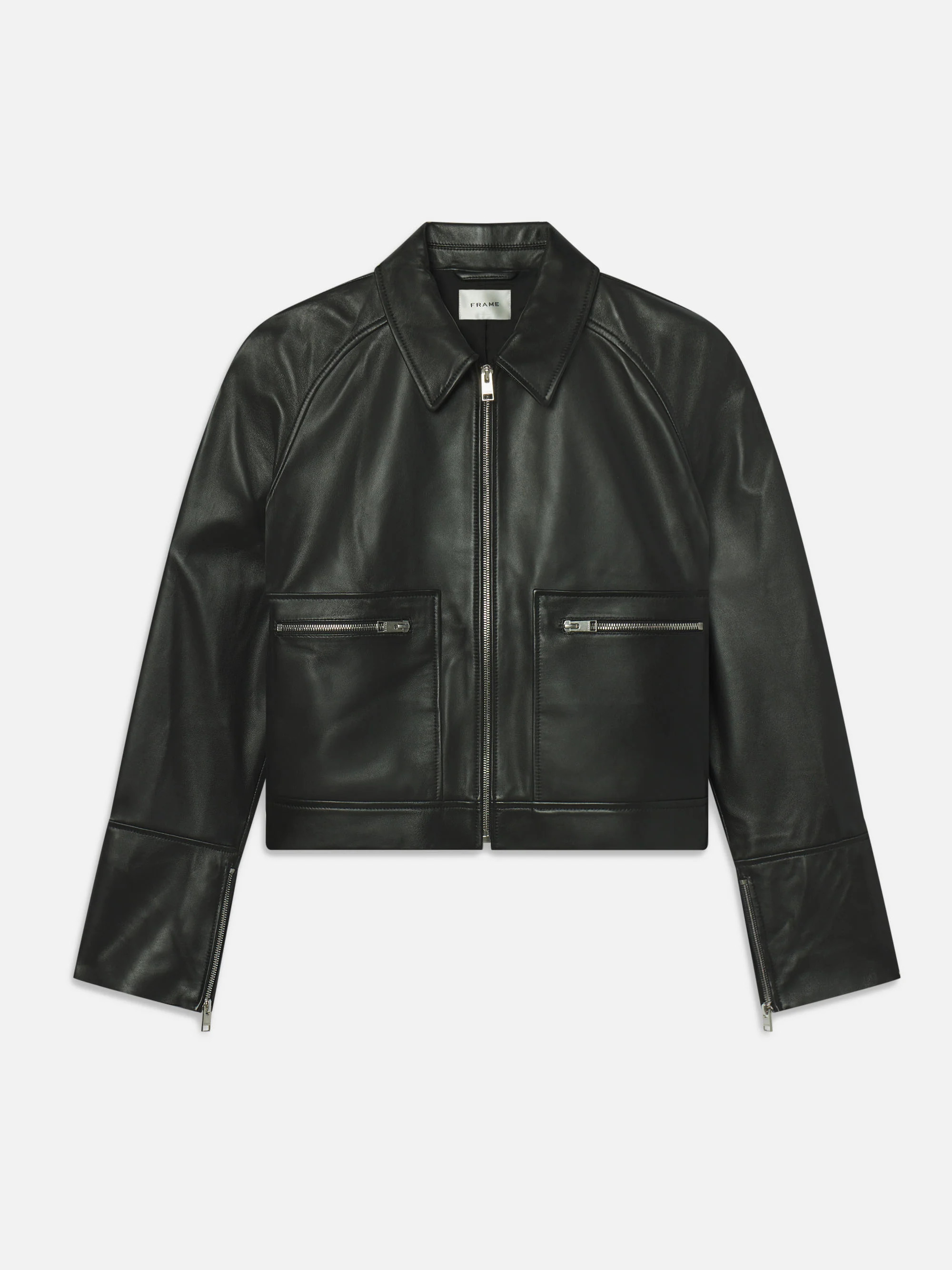 The Leather Zip Front Jacket | Frame Denim