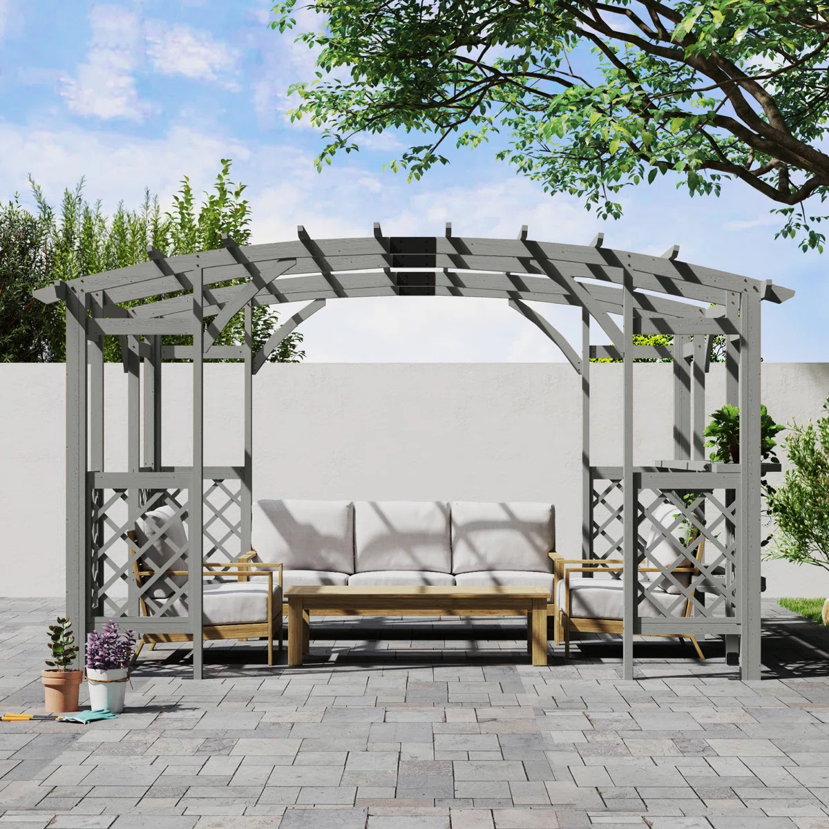 Outdoor Wood Pergola, Wooden Grape Trellis For Backyard, Garden And Patio | Wayfair North America