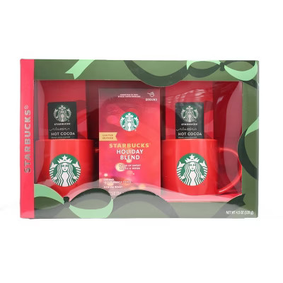 Starbucks Mugs with Holiday Blend Medium Roast Ground Coffee and Cocoa Gift Set - 4.5oz/5pc | Target