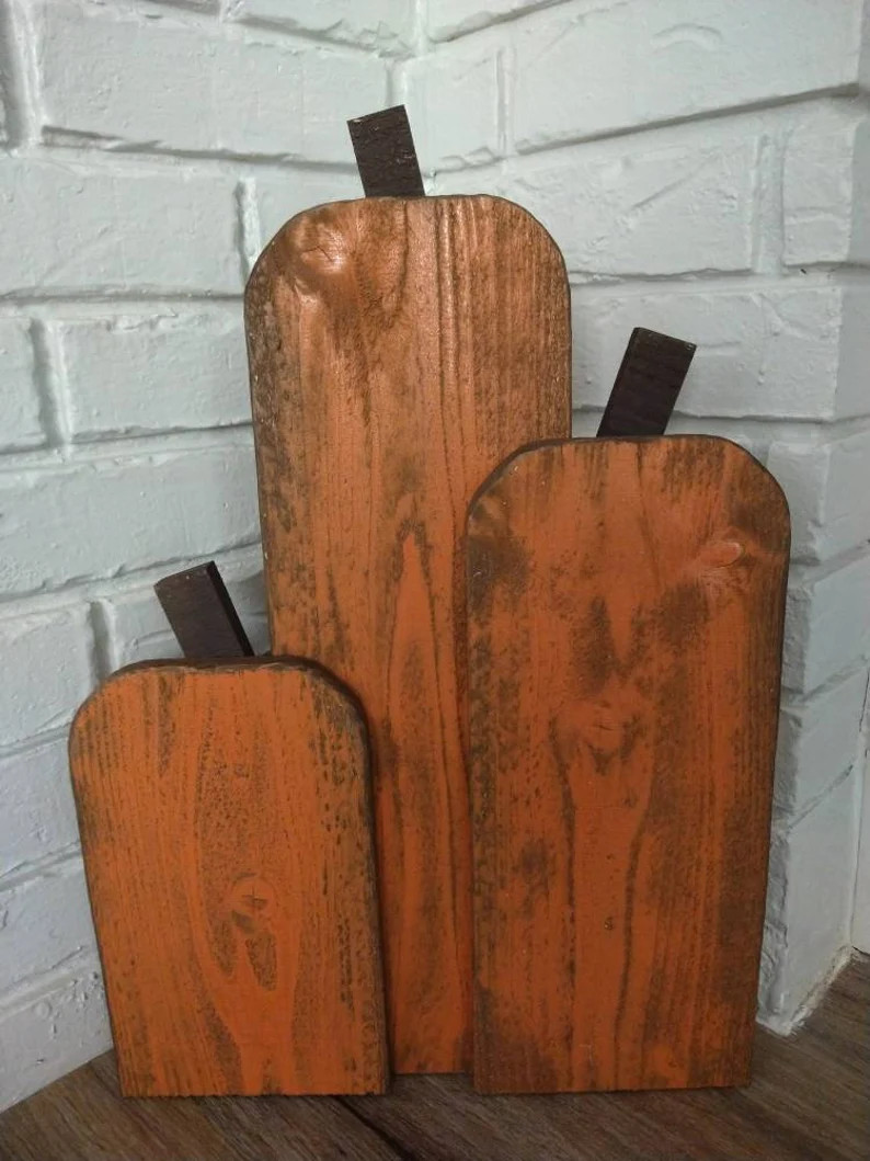 The Three Wood Pumpkins Indoor/outdoor Fall Decor, Autumn Decoration, Pumpkin Display, Halloween ... | Etsy (US)