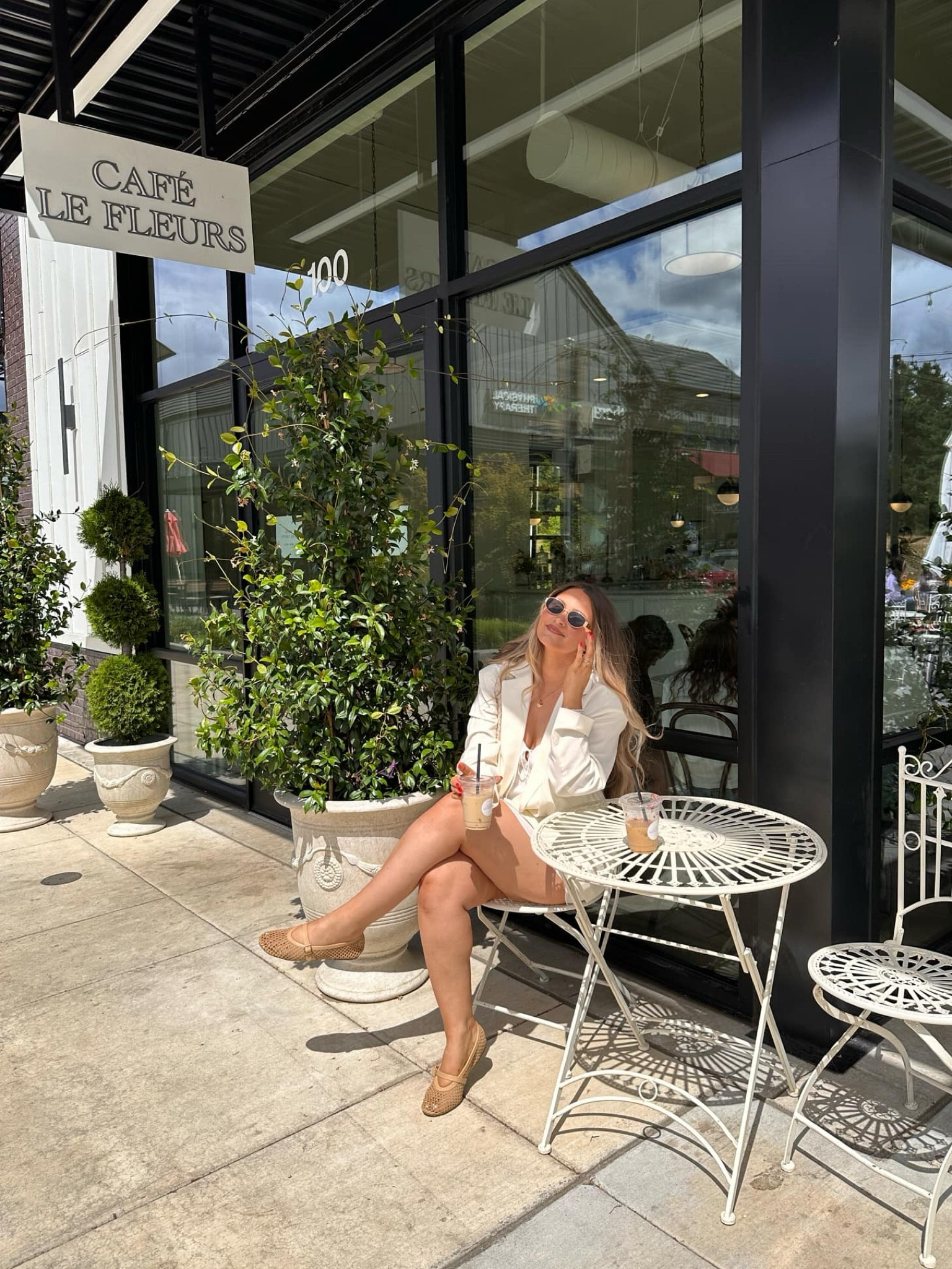 cute cream blazer white dress and netted ballet flats outfit 💭🏡☕️🫶🏽

#LTKFindsUnder100 #LTKStyleTip #LTKWorkwear