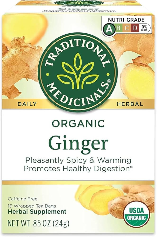 Traditional Medicinals Tea, Organic Ginger, Healthy Digestion, Pleasantly Spicy & Warming, 16 Tea... | Amazon (US)