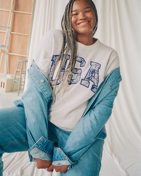 USA Oversized Sunday Crew | Abercrombie & Fitch (US)
