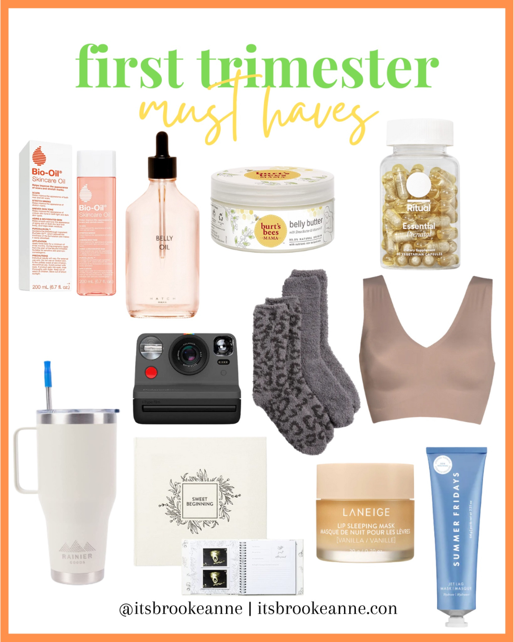 First trimester / belly oil / stretch mark oil / belly butter / prenatal vitamin / cosy socks / stocking stuffers / Polaroid camera / lip mask / face mask / pregnancy journal 

#LTKHoliday #LTKunder50 #LTKbump