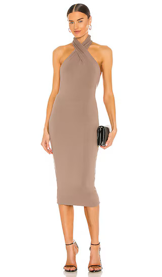 Anju Midi Dress in Deep Taupe | Revolve Clothing (Global)