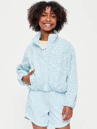 Printed Full-Zip Bubble-Hem Jacket for Girls | Old Navy (CA)