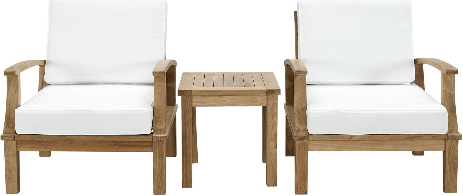 Marina White 3 Piece Outdoor Patio Teak Set EEI-1487-NAT-WHI-SET | 1stopbedrooms