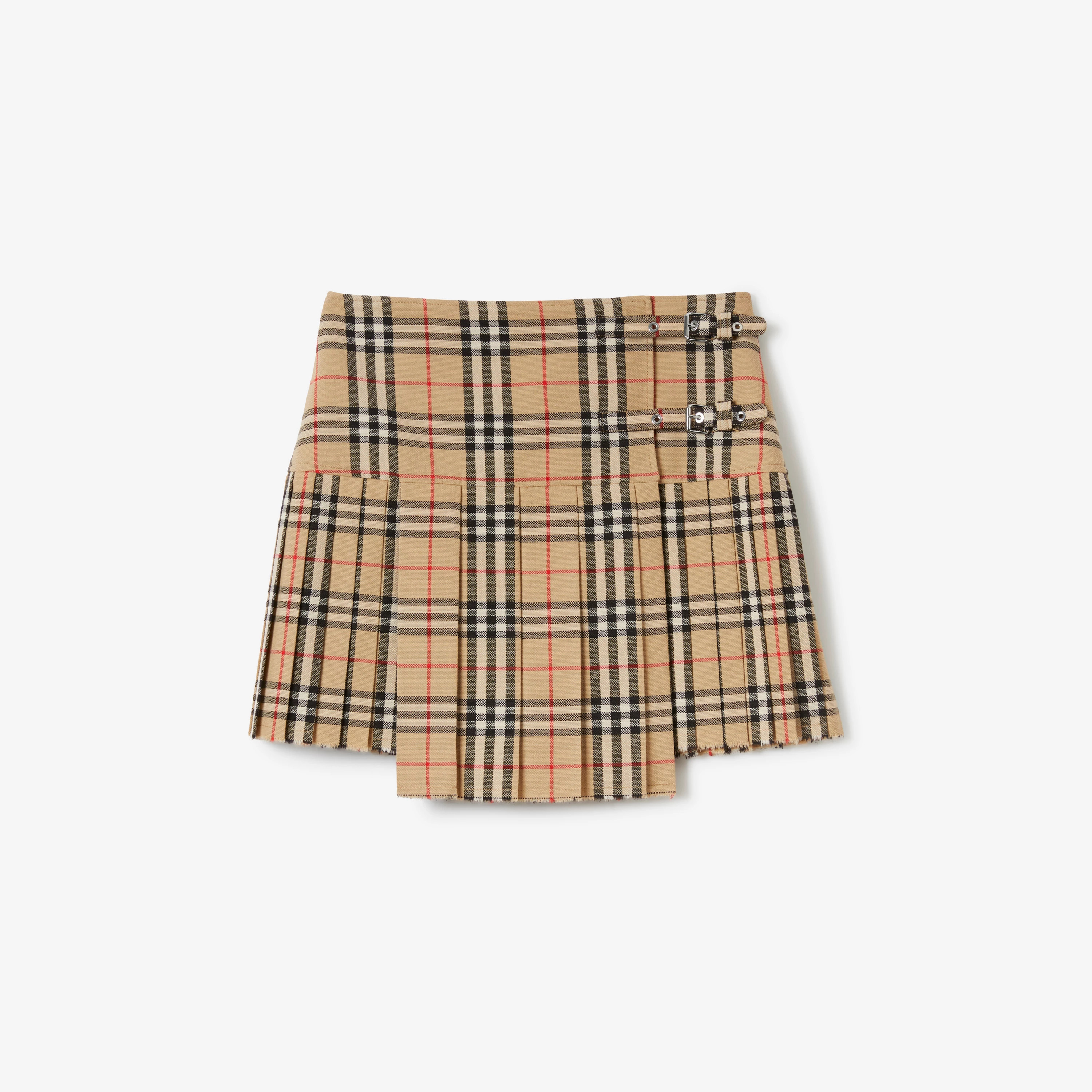 Check Wool Mini Kilt in Archive Beige - Women | Burberry® Official | Burberry (US)