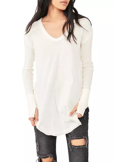 Drop Shoulder Rounded Hem Shirt | Belk