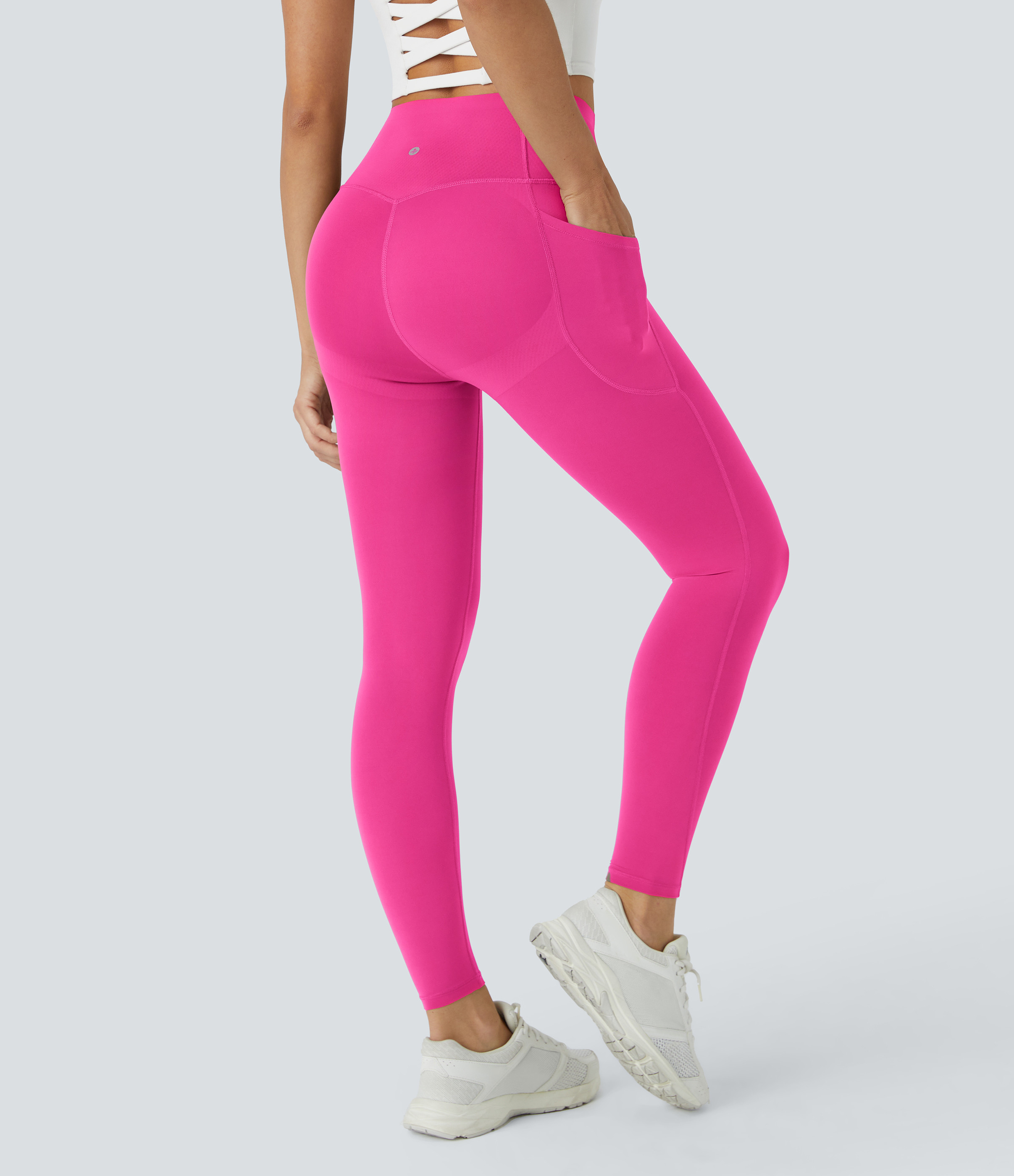 Halara Halara UltraSculpt™ SoCinched High Waisted Butt Lifting Tummy Control Pocket Shaping Workout Leggings - Pink Power - XL(7/8) | HALARA
