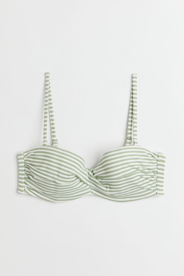 Balconette Bikini Top - Light green/white striped - Ladies | H&M US | H&M (US)