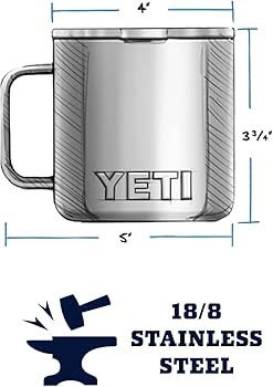 YETI Rambler 14 oz Mug, Vacuum Insulated, Stainless Steel with MagSlider Lid, Stainless | Amazon (US)