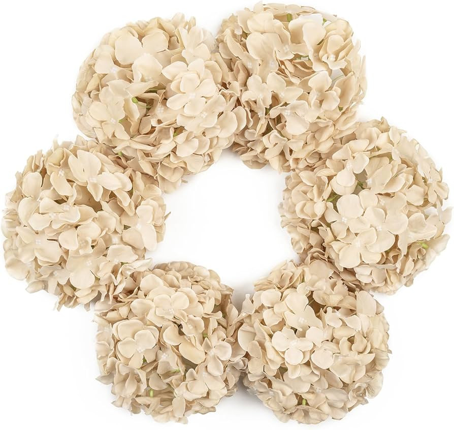 DuHouse 8.7" Silk Hydrangea Flower Heads with Stems Fake Hydrangeas Flowers for DIY Wedding Cente... | Amazon (US)