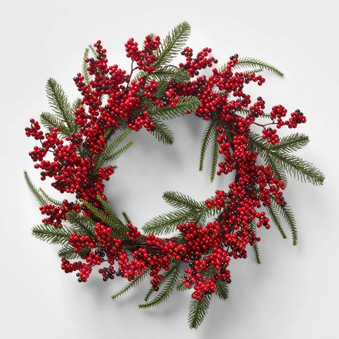 21in Unlit Holly Berry Greenery Artificial Wreath - Wondershop™ | Target