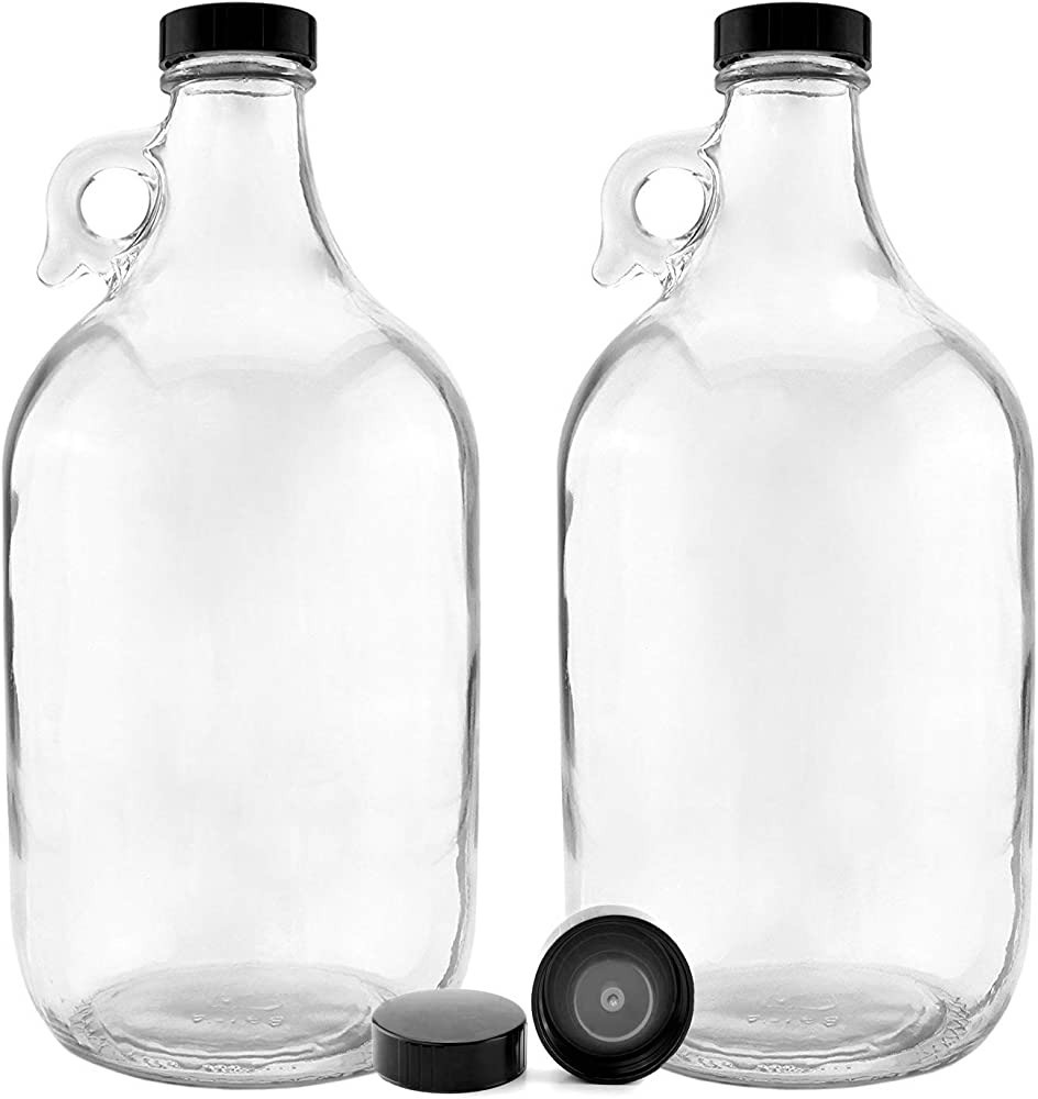 nicebottles Clear Glass Handled Jugs, Half-Gallon, Pack of 2 with Extra PolyCone Caps | Amazon (US)