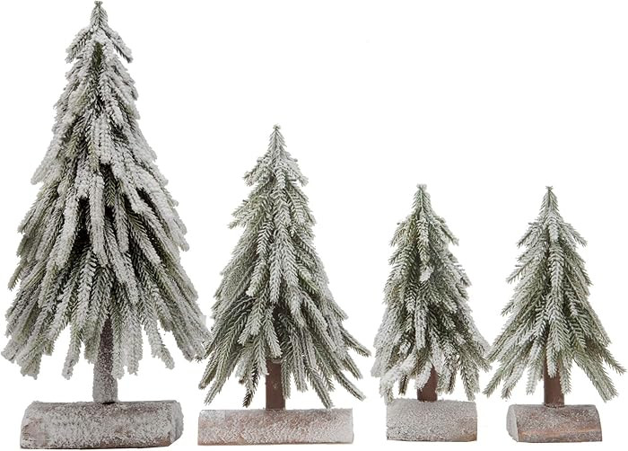4pcs Mini Christmas Tree Small Separate Spray Snow Christmas Tree with Wooden Bases for Tabletop ... | Amazon (US)